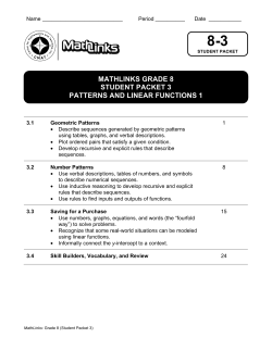 mathlinks grade 8 student packet 3 patterns and linear functions 1