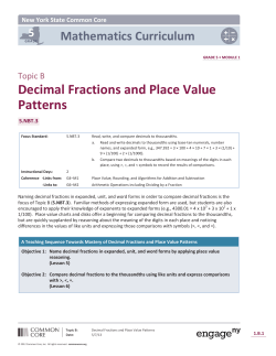 Decimal Fractions and Place Value Patterns - The Syracuse City