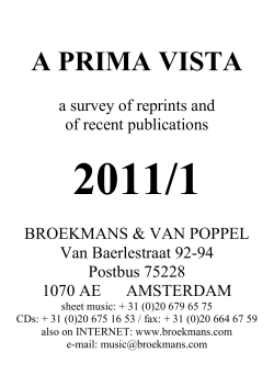 Prima Vista 2011 No.1 - Broekmans Van Poppel