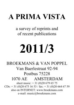 Prima Vista 2011 No.3 - Broekmans Van Poppel