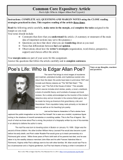 Poes Life- Who is Edgar Allan Poe? - Lee Elementary School