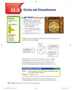 Circles and Circumference – Use before Lesson 10-2A - Glencoe