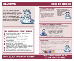 WELCOME HOW TO ORDER - Directa UK Ltd