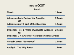 How to CCOT Rubric Thesis 1 Point Addresses both Parts of the