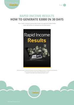 RAPID INCOME RESULTS HOW TO GENERATE $3000 IN 30 DAYS
