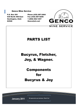 Parts List Cover Sheet - Genco Mine Service