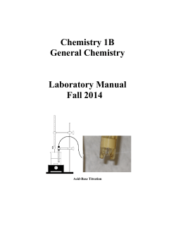 Chemistry 1B General Chemistry Laboratory Manual Fall 2014