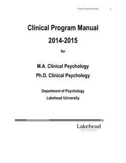Clinical Program Manual 2014-2015 - Department of Psychology