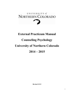 External Practicum Manual Counseling Psychology University of