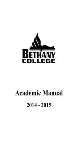 Academic Manual 2014-2015 - Bethany College