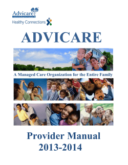 Advicare MCO Provider Manual - Advicare Health