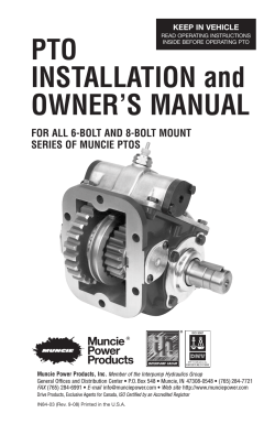 PTO INSTALLATION and OWNERS MANUAL - Muncie Power