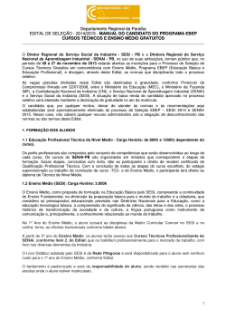 Departamento Regional da Paraíba EDITAL DE SELEÇÃO - 2014