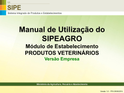 Manual de Utilização do SIPEAGRO - Ministério da Agricultura