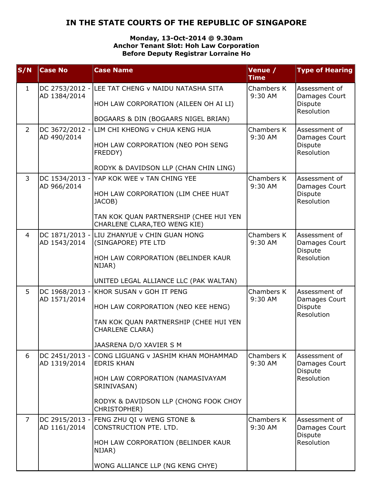 IN THE STATE COURTS OF THE REPUBLIC OF SINGAPORE