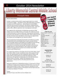 October 2014 Newsletter - Liberty Memorial Central Middle School