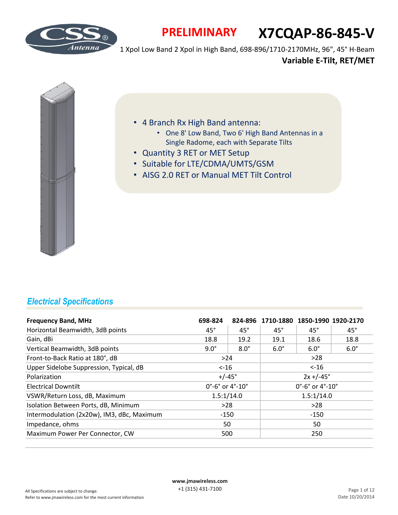 X7CQAP86845V Data Sheet JMA Wireless