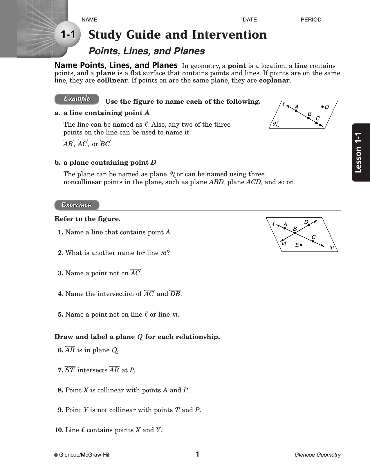 Geometry glencoe workbook answers