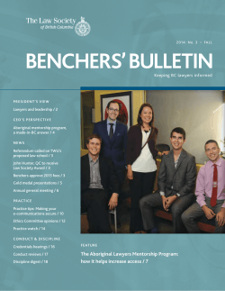 Benchers Bulletin, Fall 2014 - The Law Society of British Columbia