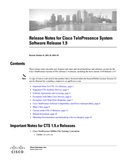 Release Notes for Cisco TelePresence System Software Release 1.9