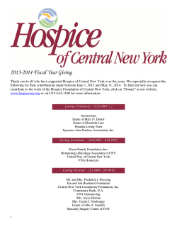 2013-2014 Fiscal Year Giving - Hospice of CNY