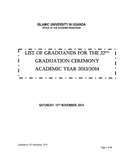 Graduation List - Islamic University In Uganda