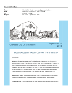 Glendale City Church News September 10, 2013 Robert Gosselin