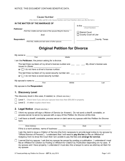 Original Petition for Divorce - TexasLawHelp.org