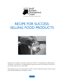 NYS SBDC - Recipe for Success - Selling Food Products