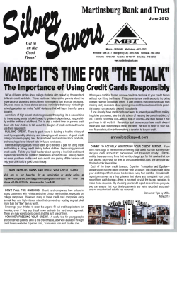 MAYBE ITS TIME FOR THE TALK - Martinsburg Bank and Trust