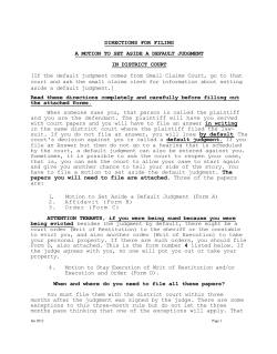 DIRECTIONS FOR FILING A MOTION TO SET ASIDE A DEFAULT