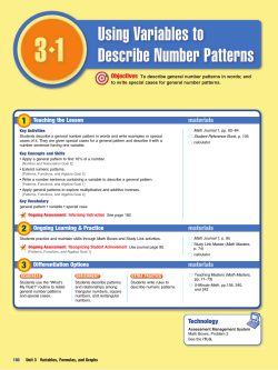 Lesson 3.1 Using Variables to Describe Number Patterns
