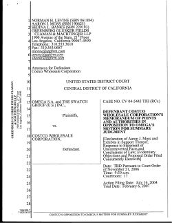 Costcos Opposition to Omegas Motion for Summary - Collen IP