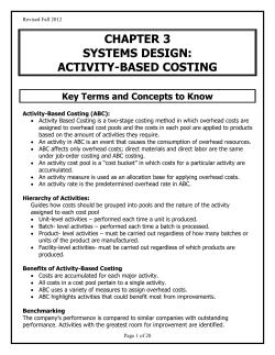 chapter 3 systems design: activity-based costing - Harper College