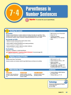 Lesson 7.4 Parentheses in Number Sentences