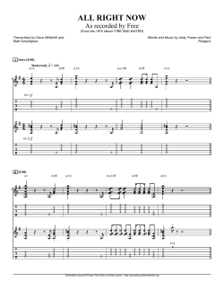 Complete Transcription To All Right Now - Guitar Alliance