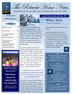 January - May 2014 newsletter.pub - Spiritual Center of Maria Stein