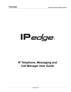 IPedge Telephone, Messaging and Call Manager User - Toshiba