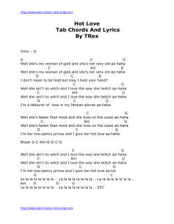 Hot Love Tab Chords And Lyrics By TRex - Learn-Classic-Rock-Songs