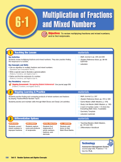 Lesson 6.1 Multiplication of Fractions and Mixed Numbers