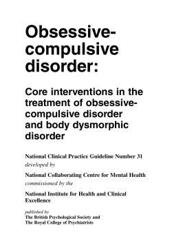 CG31 Obsessive-compulsive disorder: full guideline - Nice