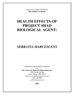 health effects of project shad biological agent: serratia marcescens