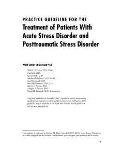Treatment of Patients With Acute Stress Disorder - Cascade Centers