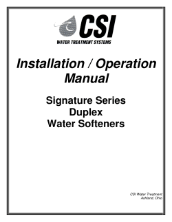 Installation / Operation Manual - CSI Water Treatment