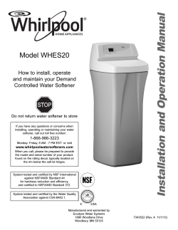 Owners Manual - Whirlpool Water Softeners and Filters by Ecodyne