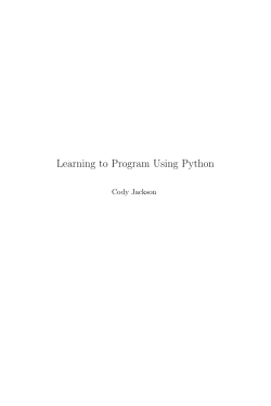 Learning to Program Using Python - Department of Computer and