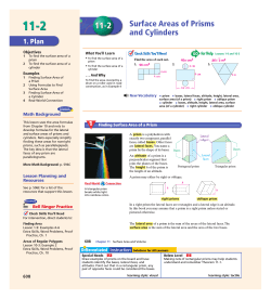11-2 Surface Areas of Prisms and Cylinders