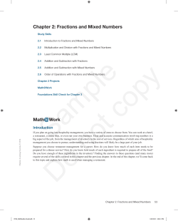 Chapter 2: Fractions and Mixed Numbers Math@Work - Hawkes