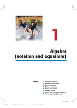Algebra (notation and equations) - Haese Mathematics