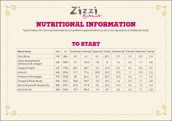 NUTRITIONAL INFORMATION - Zizzi